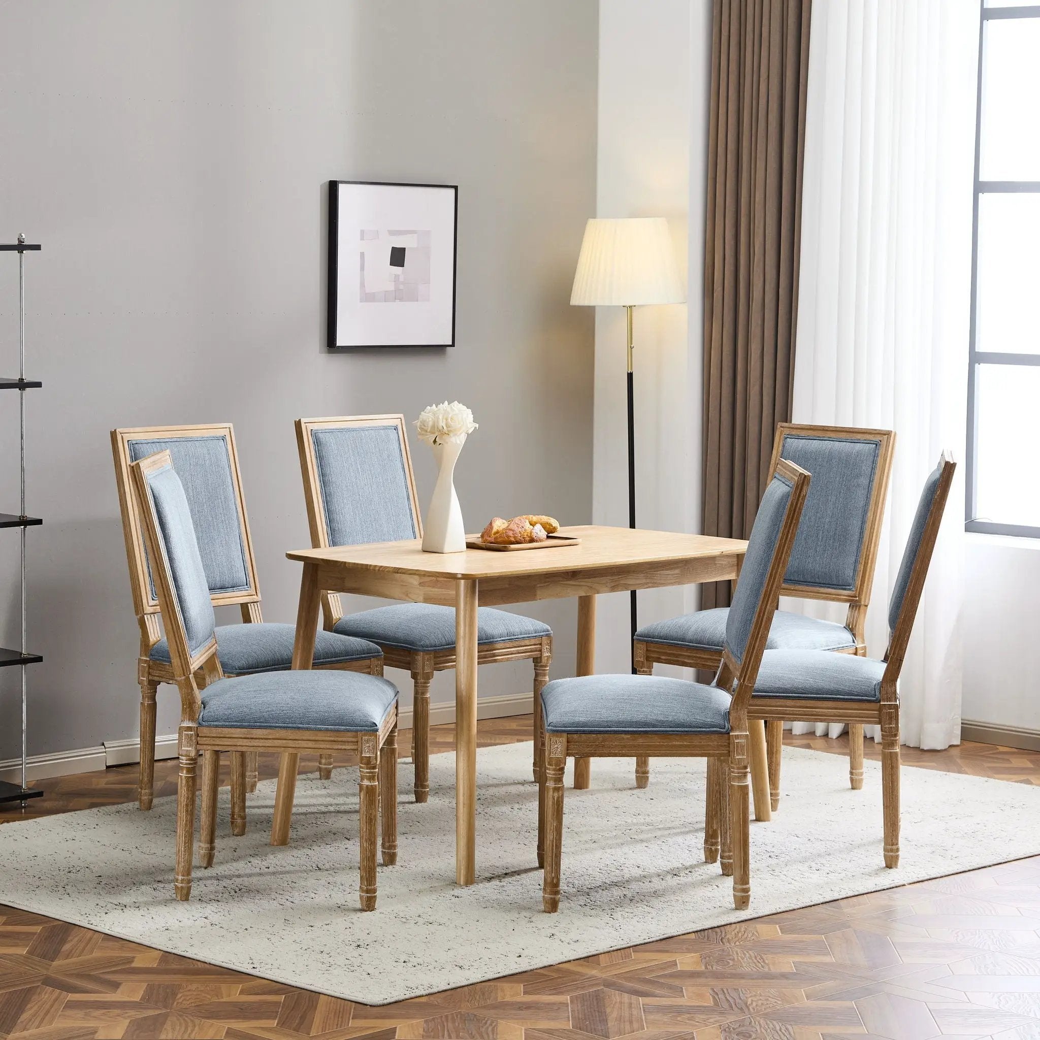 French Country Style Dining Chair With Upholstered Seating And Fluted Legs by HouseOfZazla