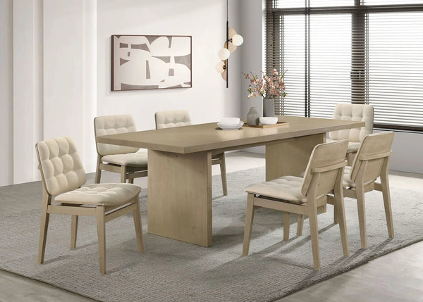 Decker 7-piece 82-inch Rectangular Dining Set Cream and Natural Oak