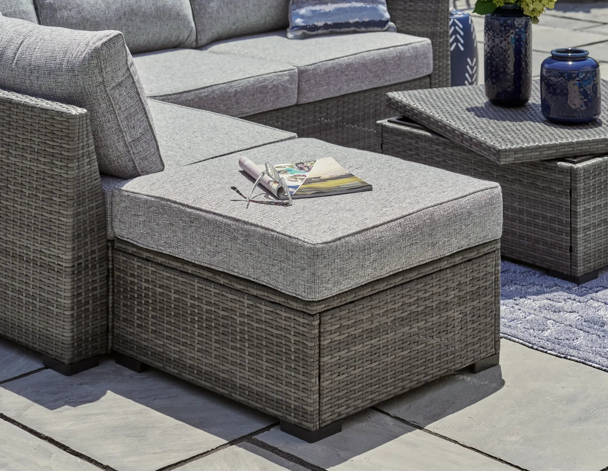 Petal Road - Loveseat Sectional, Ottoman, Table Set (Set of 4) - Gray by Unique Piece Furniture