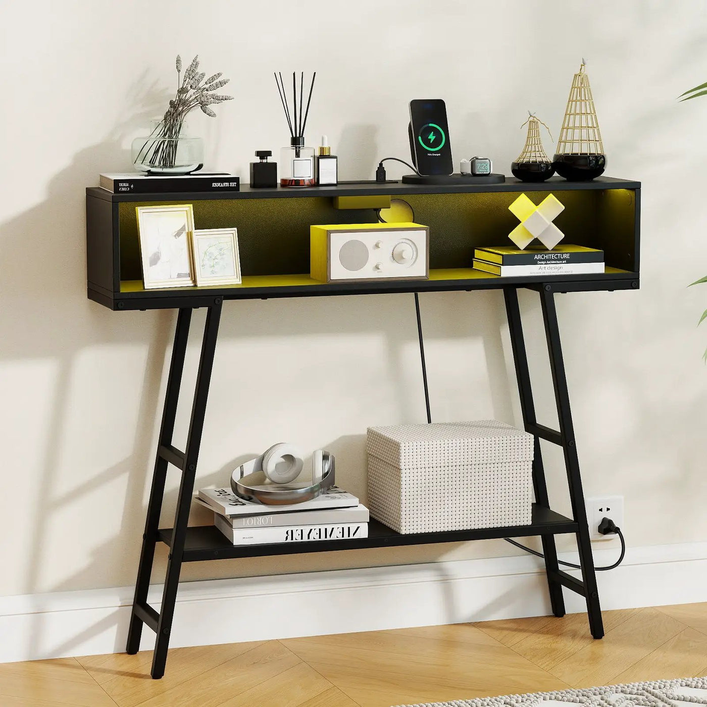 40" Console Table with Charging Station and LED Lights by DirectDeals