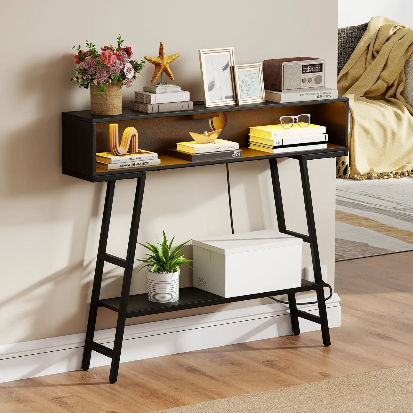40" Console Table with Charging Station and LED Lights by DirectDeals