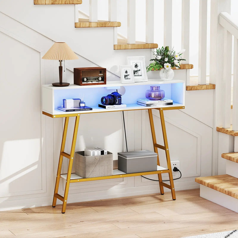 40" Console Table with Charging Station and LED Lights by DirectDeals