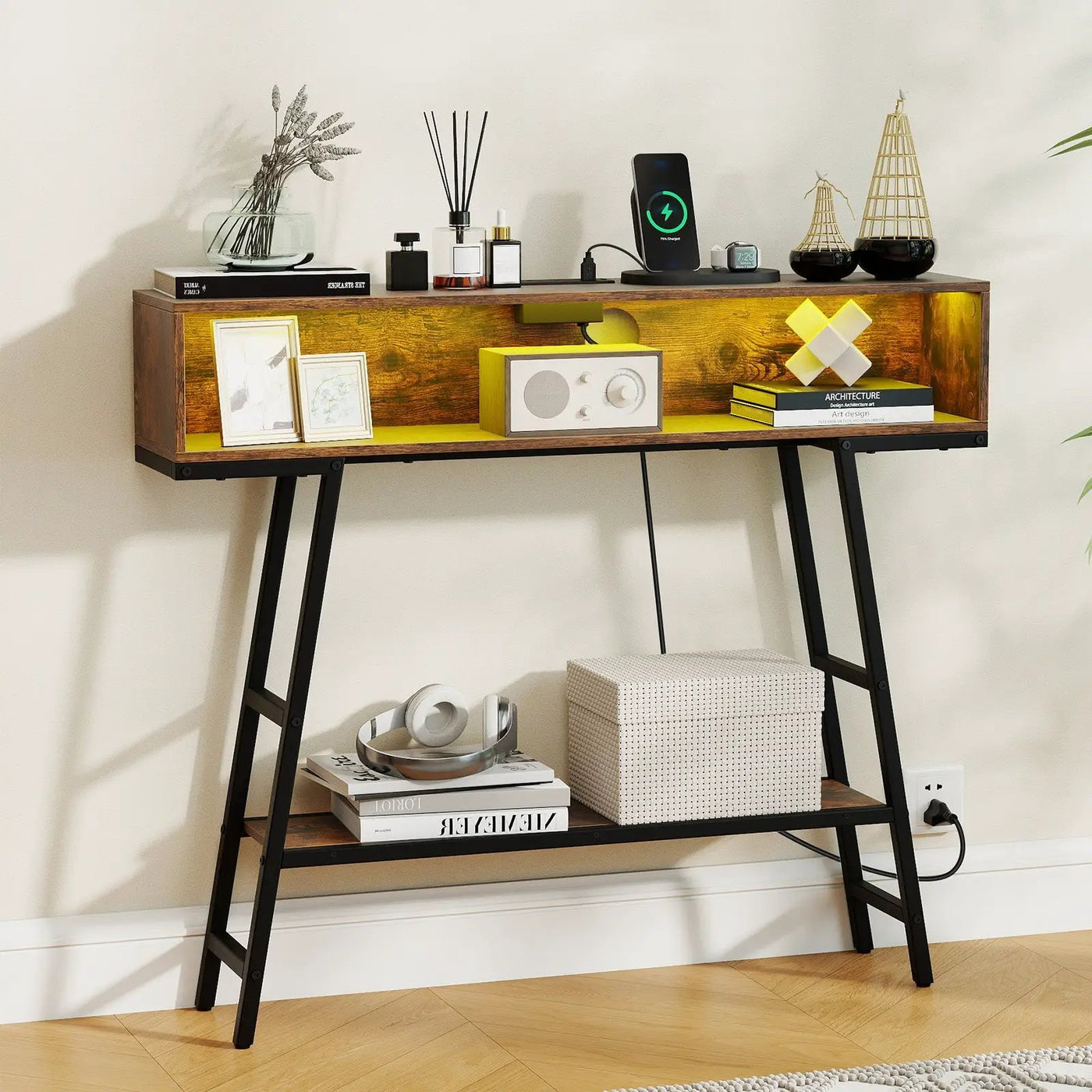 40" Console Table with Charging Station and LED Lights by DirectDeals