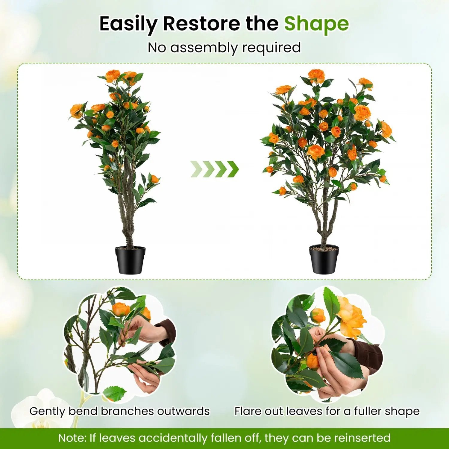 40 Inch Artificial Camellia Tree with 37 Flowers and River Stones in Pot by DirectDeals