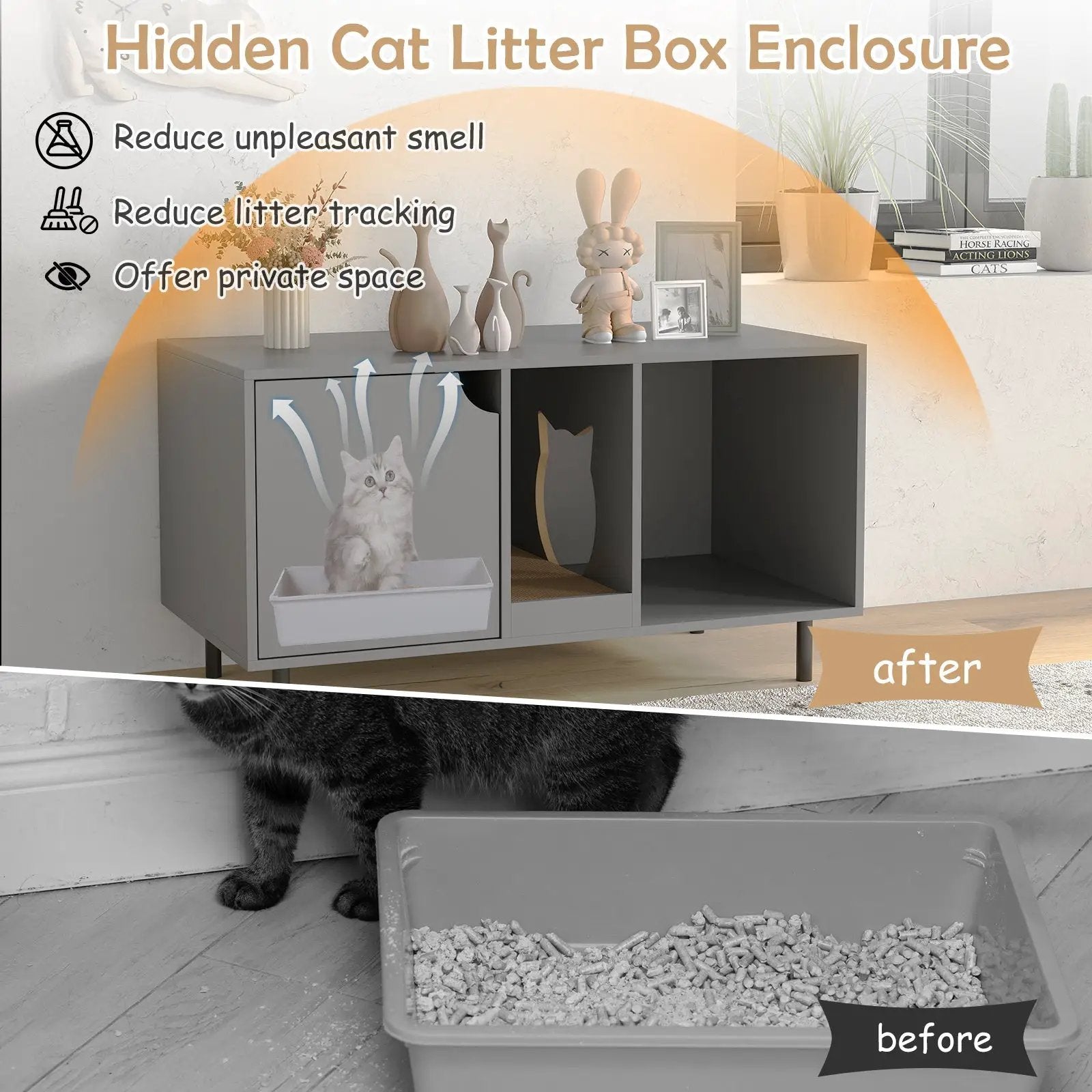 40 Inch Cat Litter Box Enclosure for 2 Cats Hidden Cat Washroom by DirectDeals