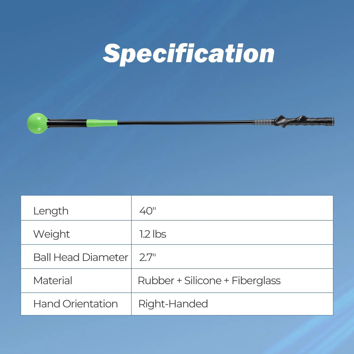 40 Inch Golf Swing Trainer Aid with Weighted Head for Grip Rhythm Balance, photo 9 of 16