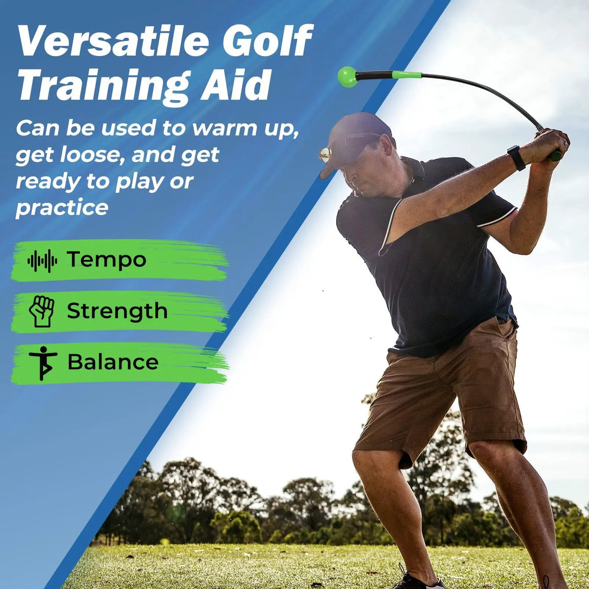 40 Inch Golf Swing Trainer Aid with Weighted Head for Grip Rhythm Balance, photo 11 of 16