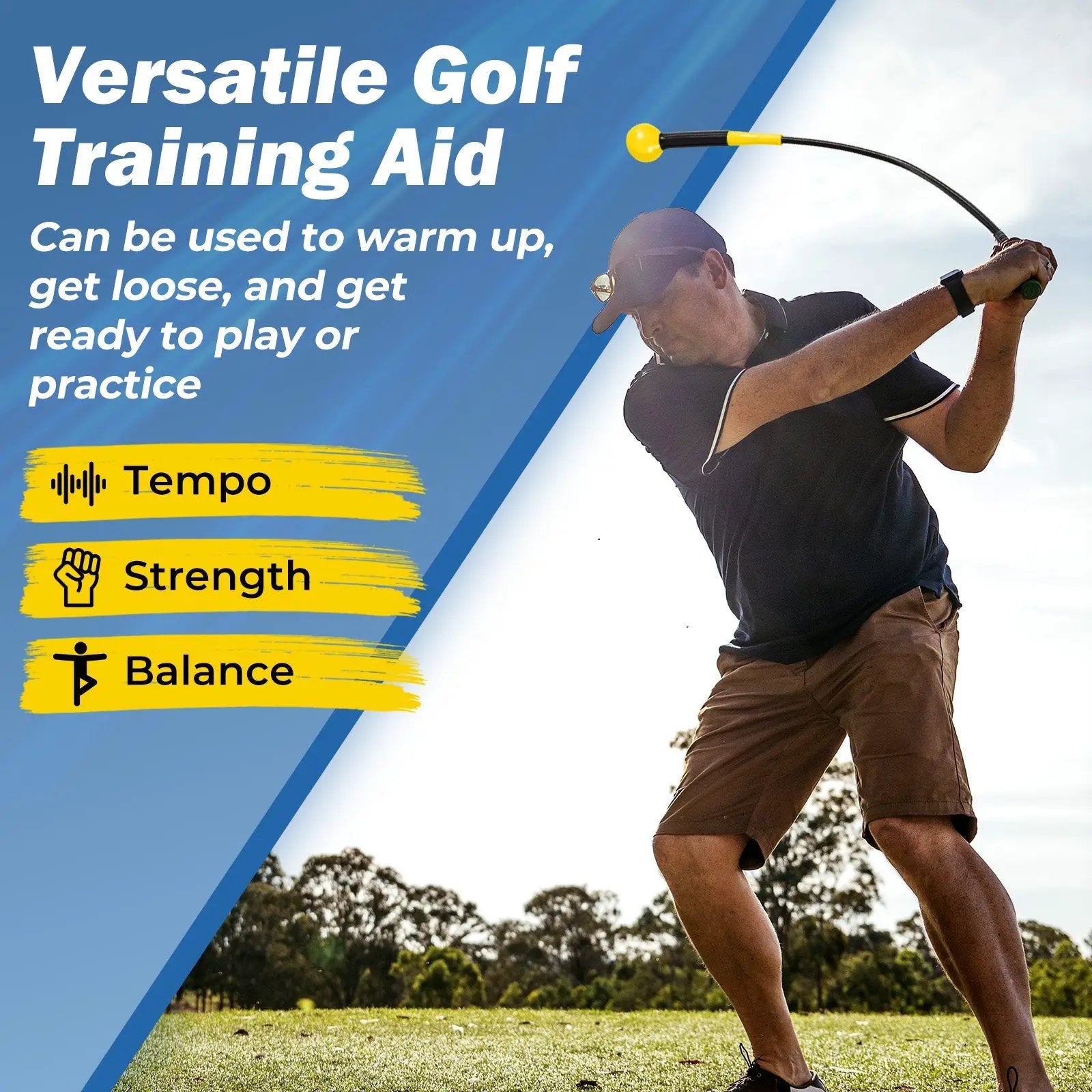 40 Inch Golf Swing Trainer Aid with Weighted Head for Grip Rhythm Balance by DirectDeals