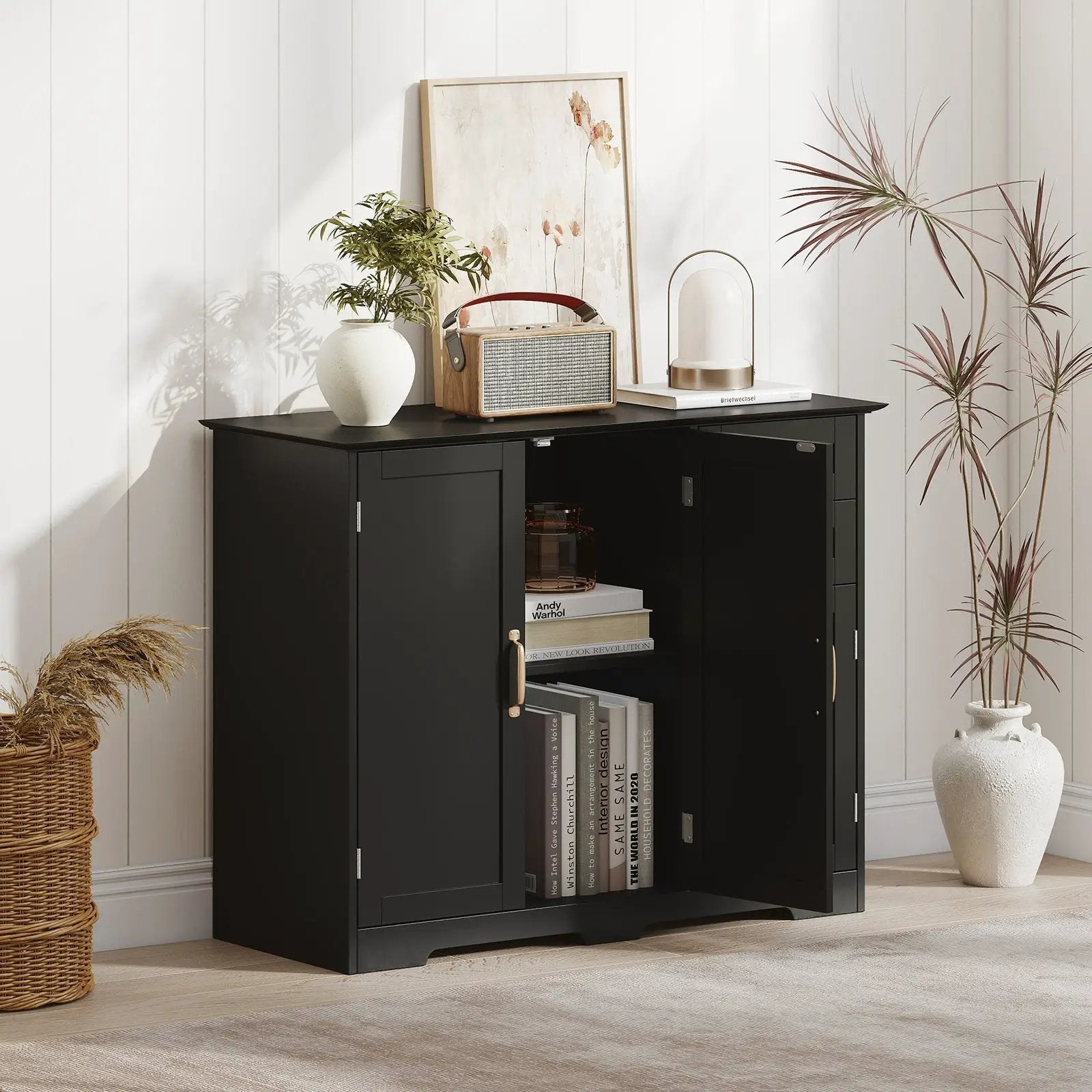 40 Inch Modern Kitchen Sideboard Buffet Cabinet with 2 Drawers and Adjustable Shelf by DirectDeals