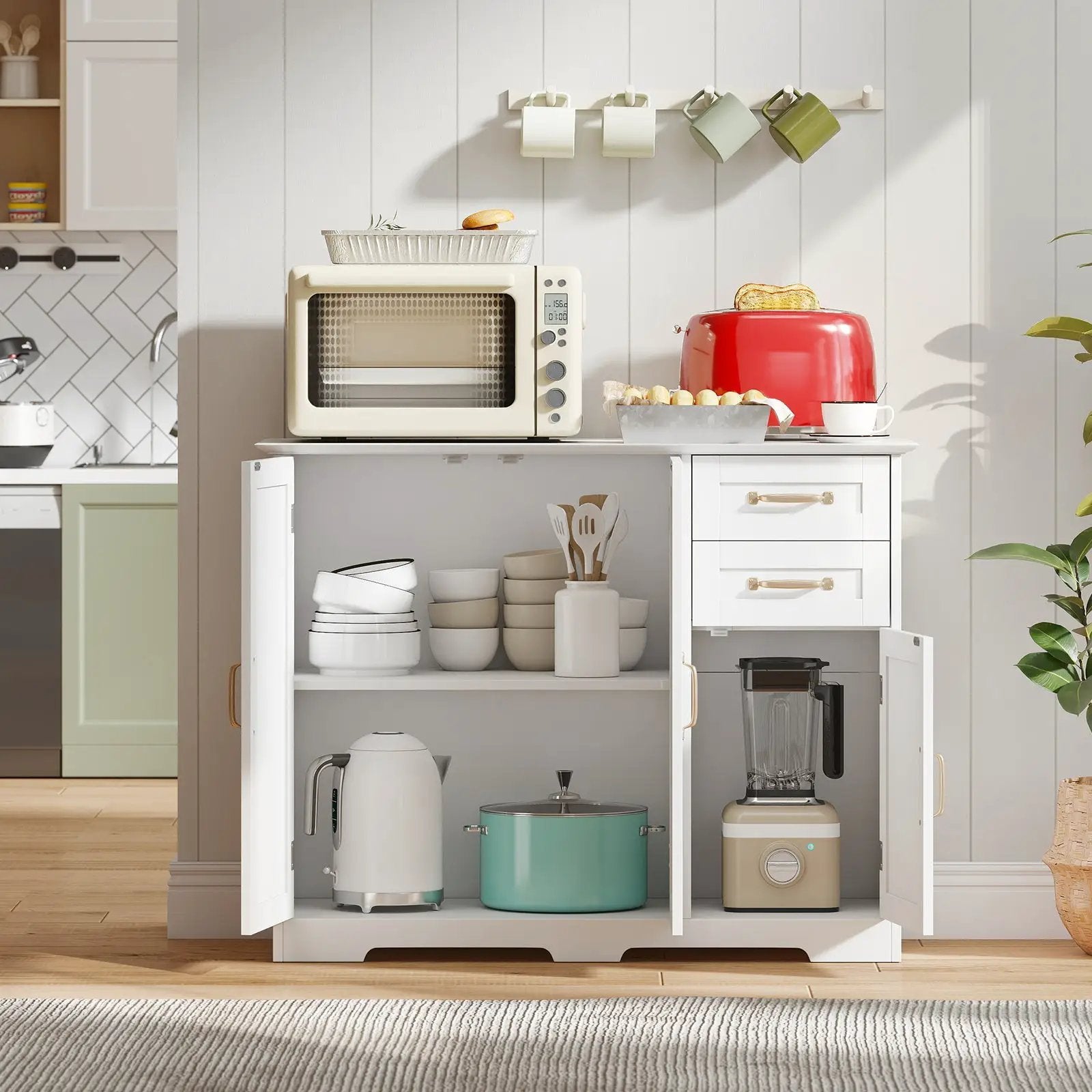 40 Inch Modern Kitchen Sideboard Buffet Cabinet with 2 Drawers and Adjustable Shelf by DirectDeals