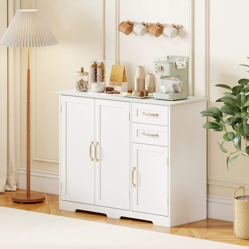 40 Inch Modern Kitchen Sideboard Buffet Cabinet with 2 Drawers and Adjustable Shelf by DirectDeals