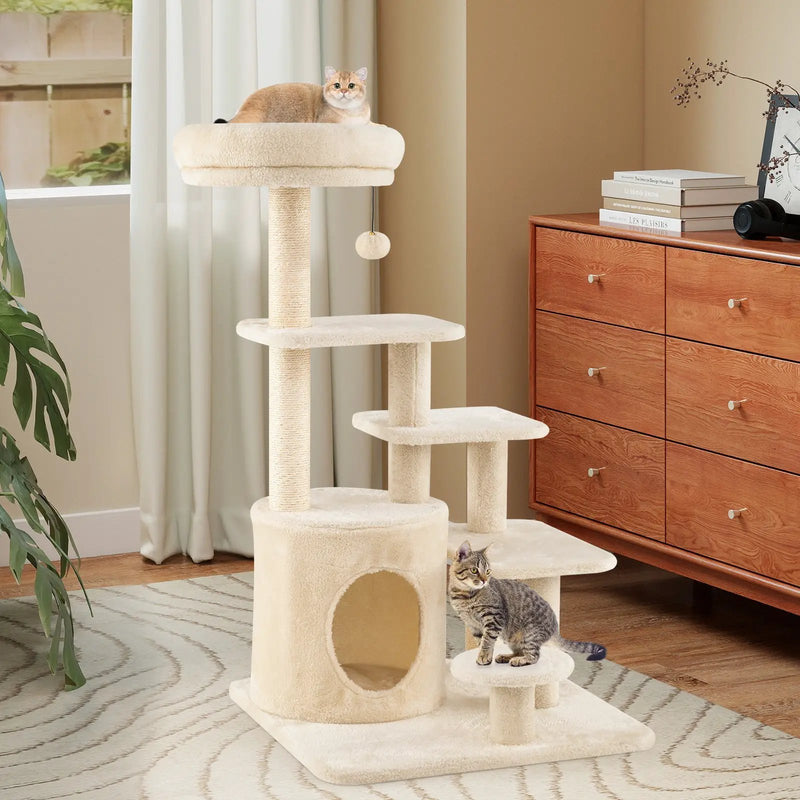 40 Inch Multi-level Cat Tower with Condo and Dangling Jingle Ball by DirectDeals