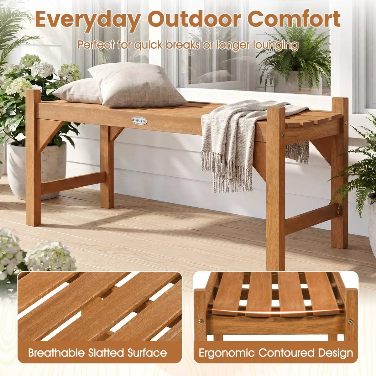 40-Inch Outdoor Bench with Contoured Seat - Set of 2, photo 6 of 15