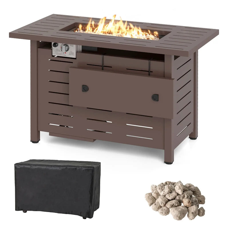 40 Inch Outdoor Propane Fire Pit Rectangle Gas Fire Table with Lava Rocks by DirectDeals