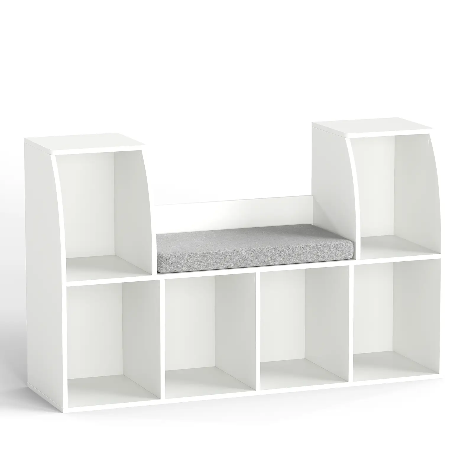 40 Inches Kids Bookshelf with Reading Nook Bookcase with 6 Open Cubes-White by DirectDeals
