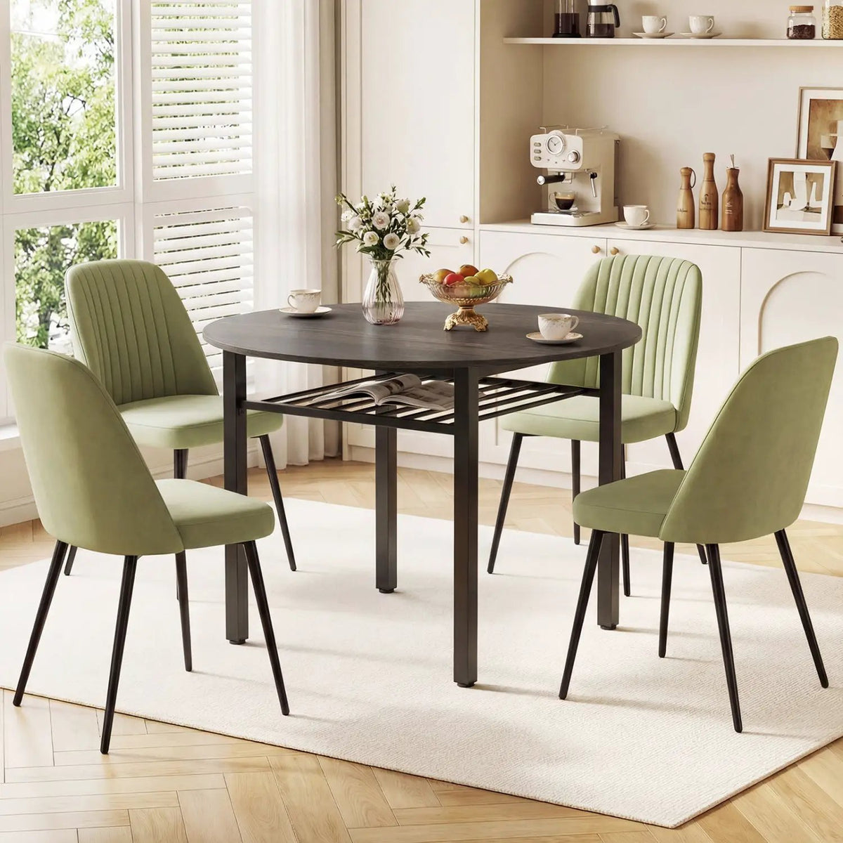 40" Round Dining Table with Storage Shelf for 4 People, photo 2 of 15