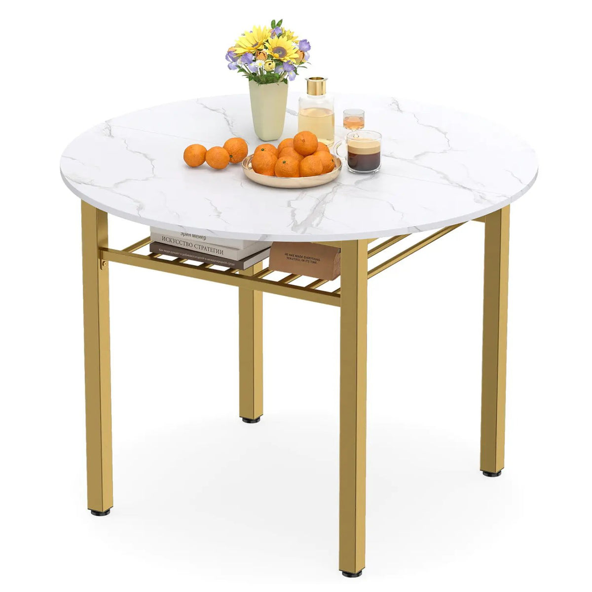 40" Round Dining Table with Storage Shelf for 4 People, photo 9 of 15