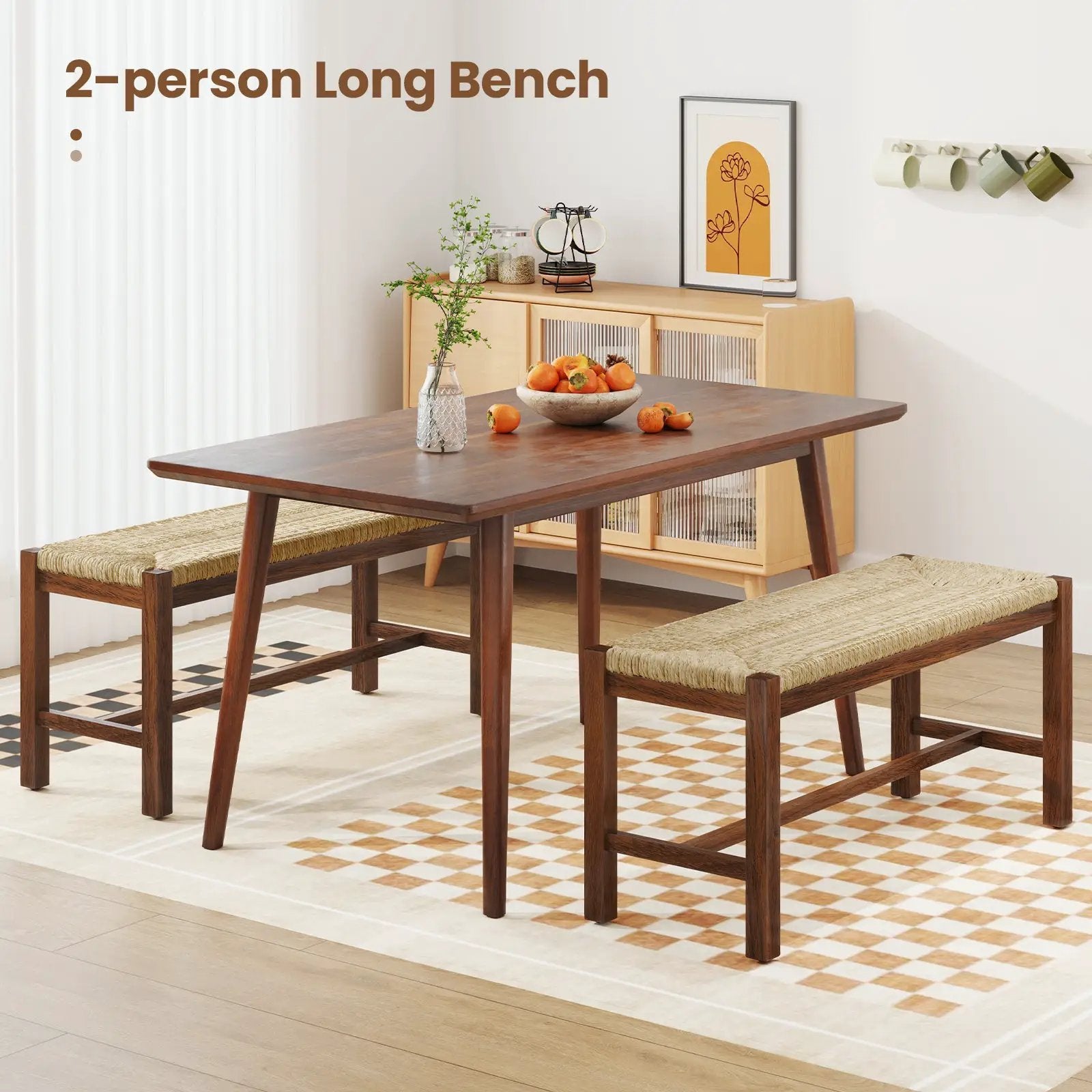 40 Inch Long Wood Bench with Solid Rubber Wood Frame-Walnut by DirectDeals