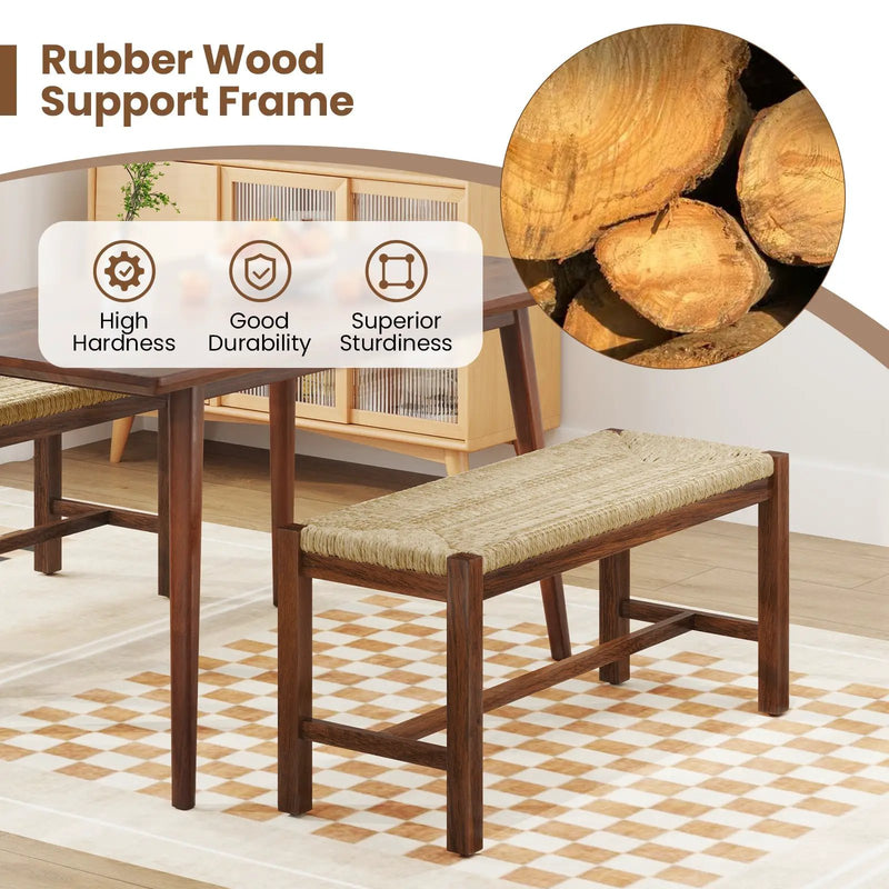 40 Inch Long Wood Bench with Solid Rubber Wood Frame-Walnut by DirectDeals