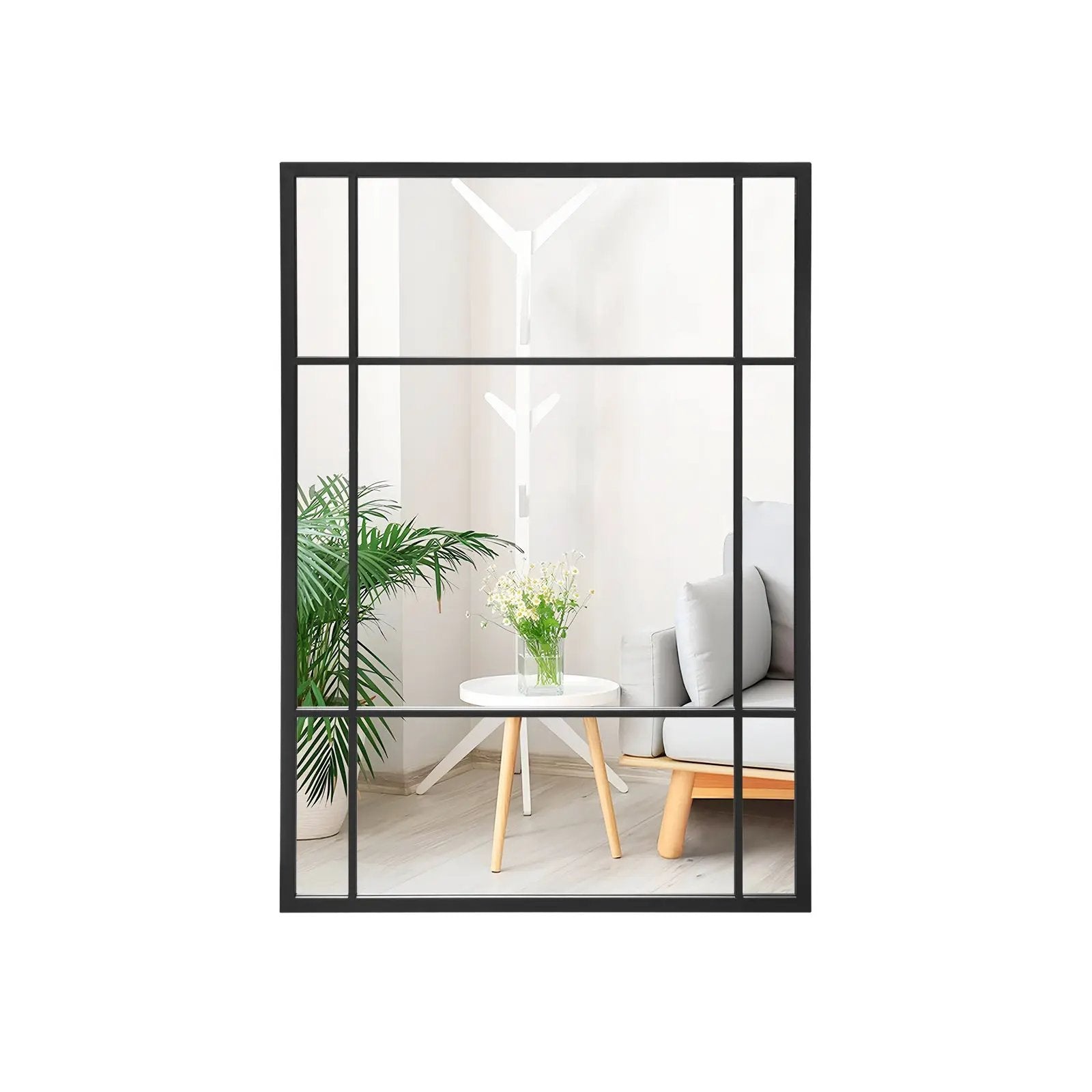 40 x 28 Inch Wall Mounted Mirror Metal Framed Hanging Mirror for Living Room Bedroom-Black by DirectDeals