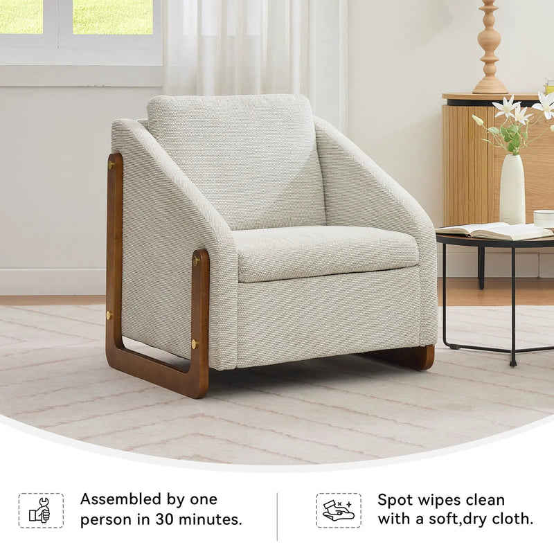 Modern Upholstered Armchair With Wooden Side Frame by Unique Piece Furniture