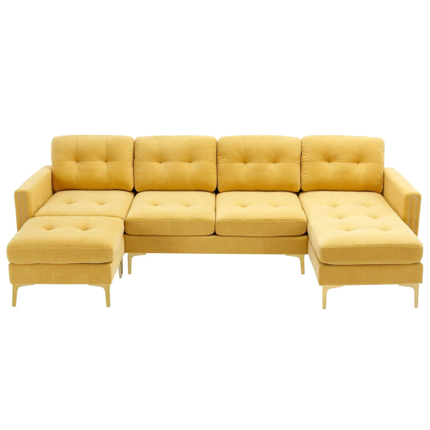 Modern L - Shape Convertible Sectional Sofa With Movable Ottoman by Unique Piece Furniture