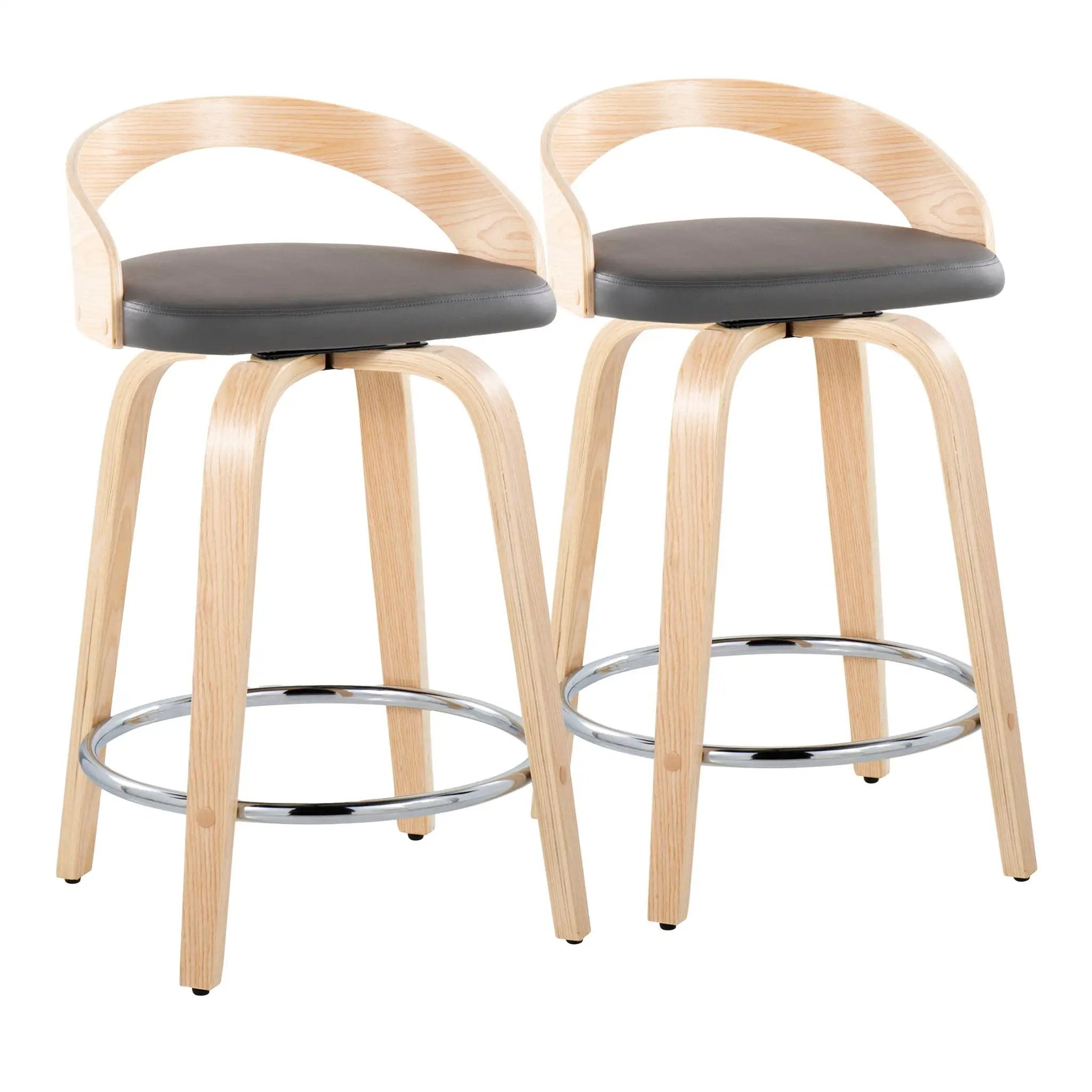 Grotto - Contemporary Fixed Height Counter Stool & Swivel, Round Footrest (Set of 2) by HouseOfZazla