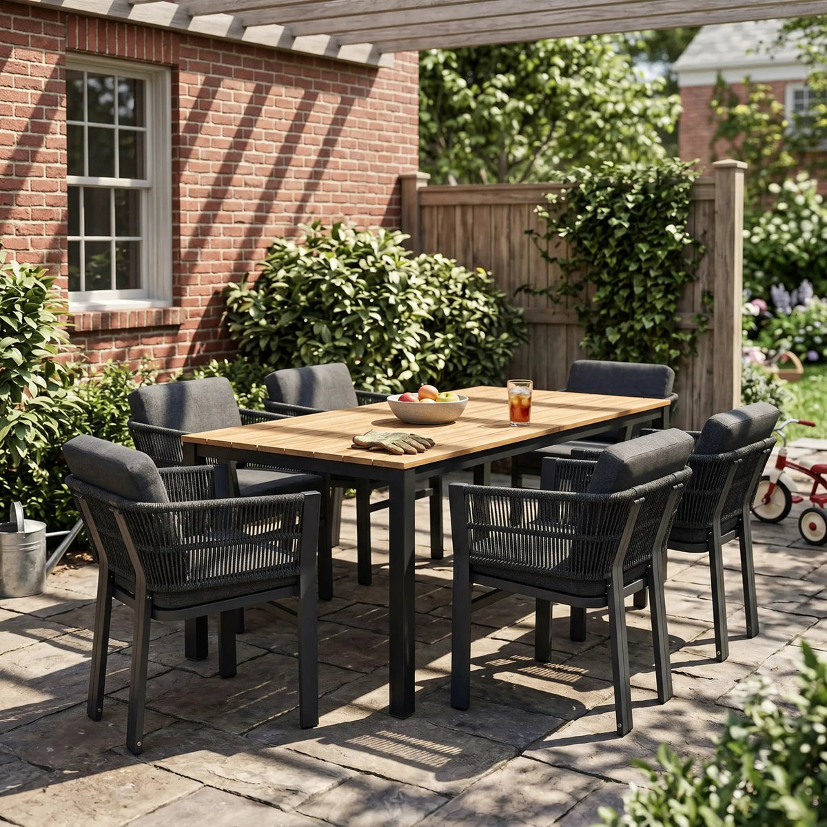 7-Piece Outdoor Dining Set with Acacia Wood Table and Chairs by HouseOfZazla