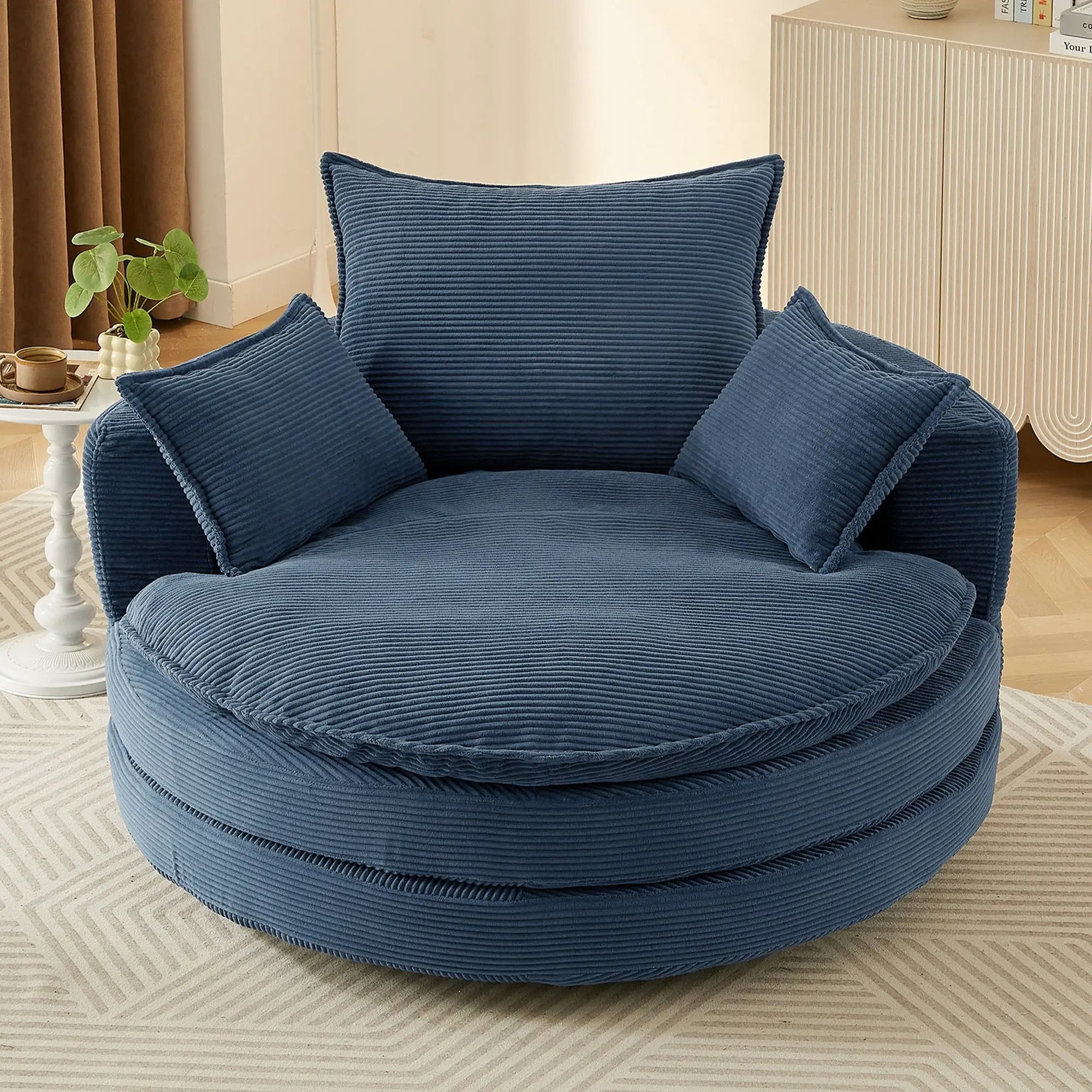 360° Swivel Accent Barrel Chair With Dual Layer Cushion And 3 Removable Pillows by HouseOfZazla