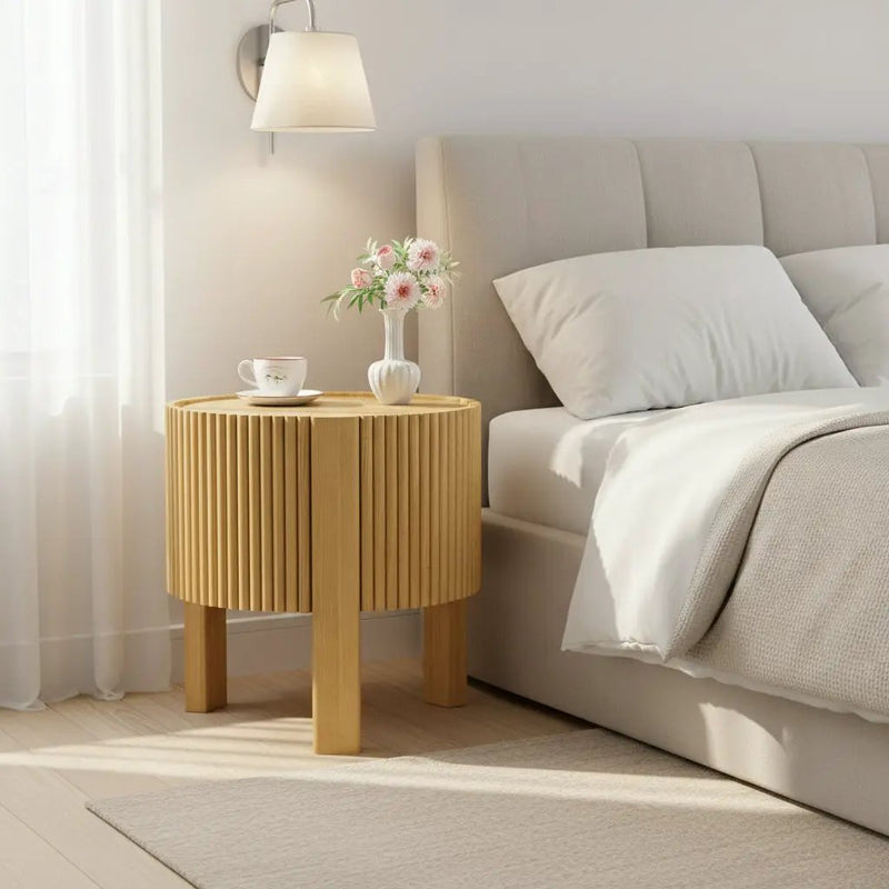 Round Fluted Side Table with Storage by HouseOfZazla