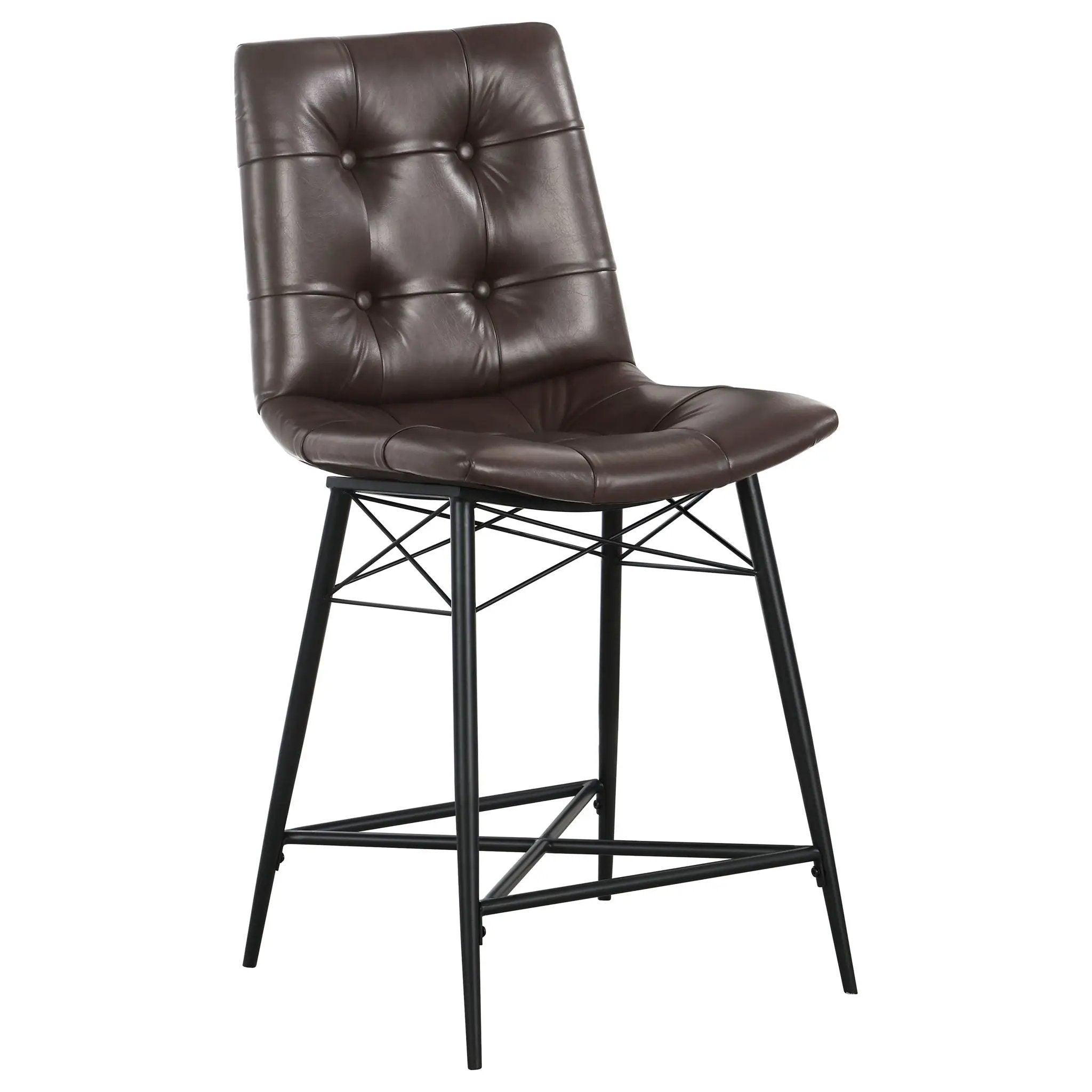 Aiken Upholstered Tufted Counter Chair Brown (Set of 2) by Unique Piece Furniture
