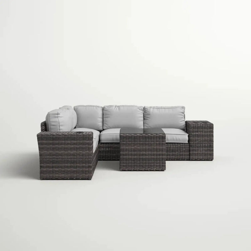 Modern Patio Rattan Sectional Set With Cushions by HouseOfZazla