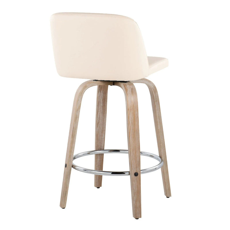 Toriano - Modern Design Fixed Height Counter Stool With Swivel With Round Footrest (Set of 2) by Unique Piece Furniture