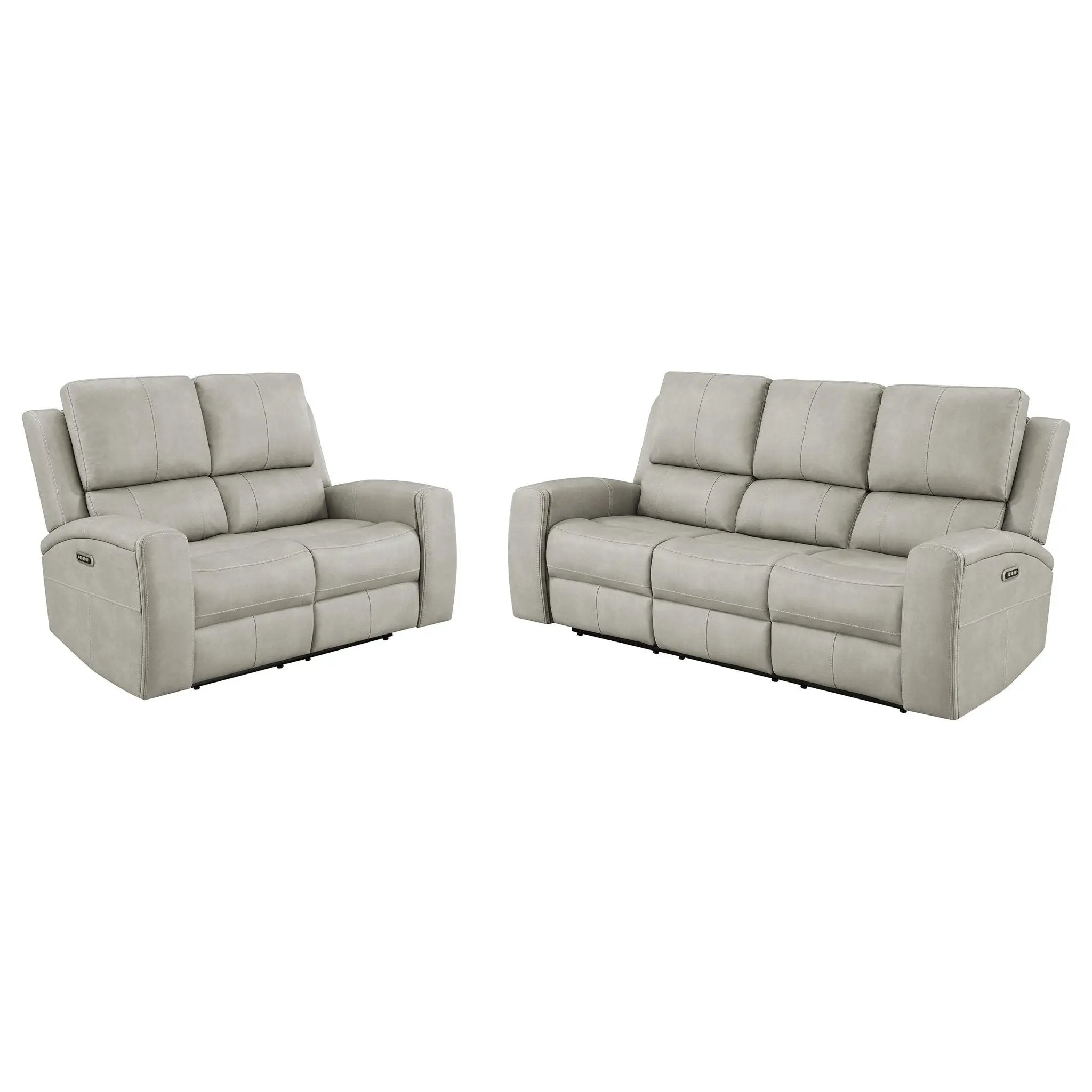 Brickston 2-piece Triple Power Reclining Sofa Set Grey by Unique Piece Furniture