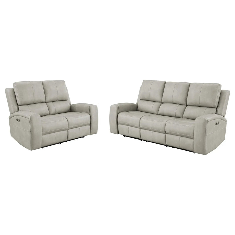 Brickston 2-piece Triple Power Reclining Sofa Set Grey by Unique Piece Furniture