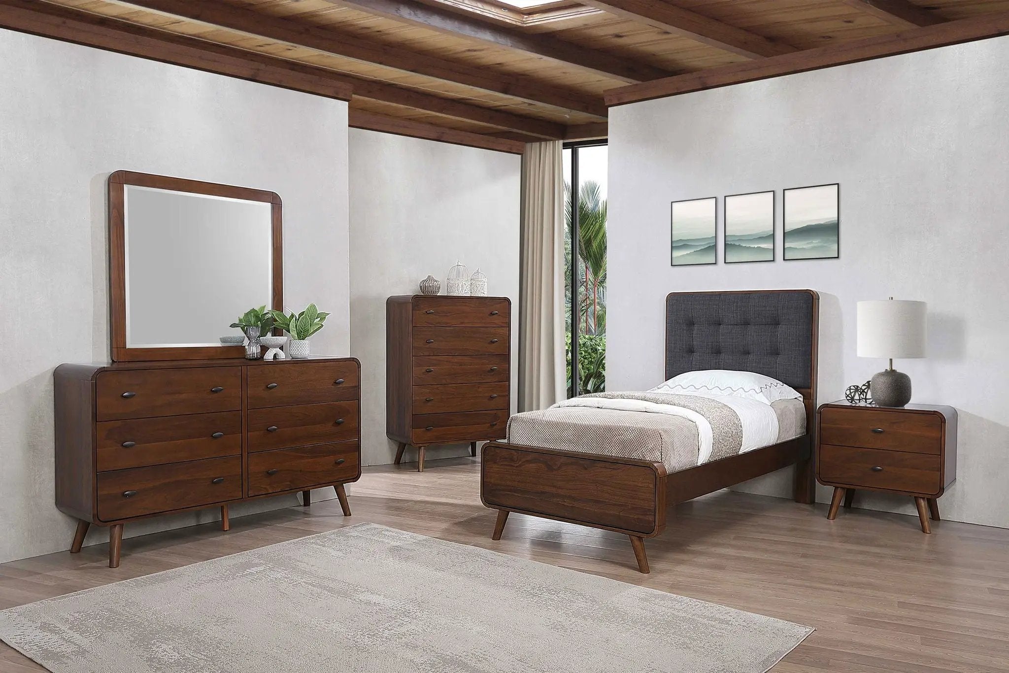 Robyn 5-piece Twin Bedroom Set Dark Walnut by Unique Piece Furniture