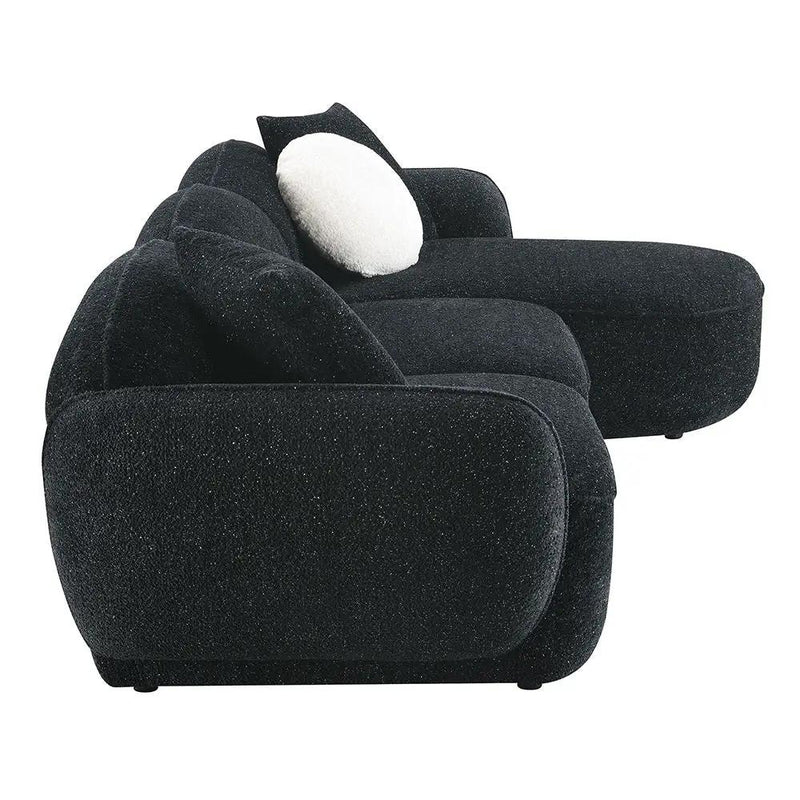 Lucifer - Sectional Sofa With 3 Pillows - Black Shimmer Chenille by Unique Piece Furniture