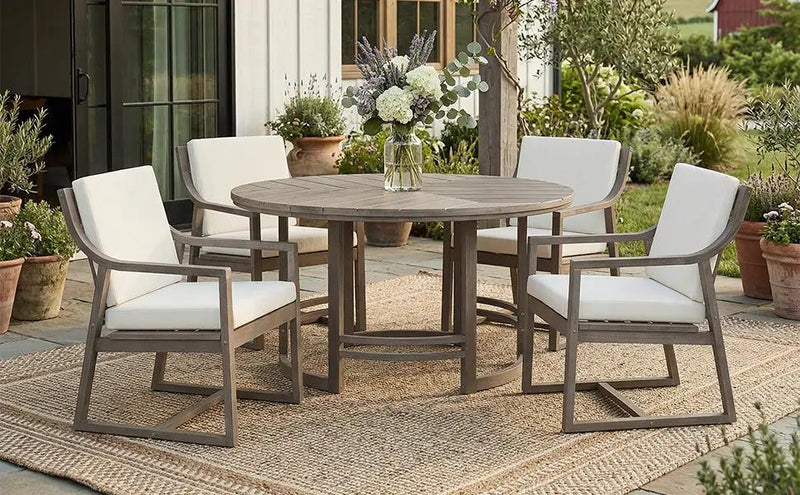 Outdoor Dining Set 5-Piece Patio Table and Chairs with Umbrella Hole by HouseOfZazla
