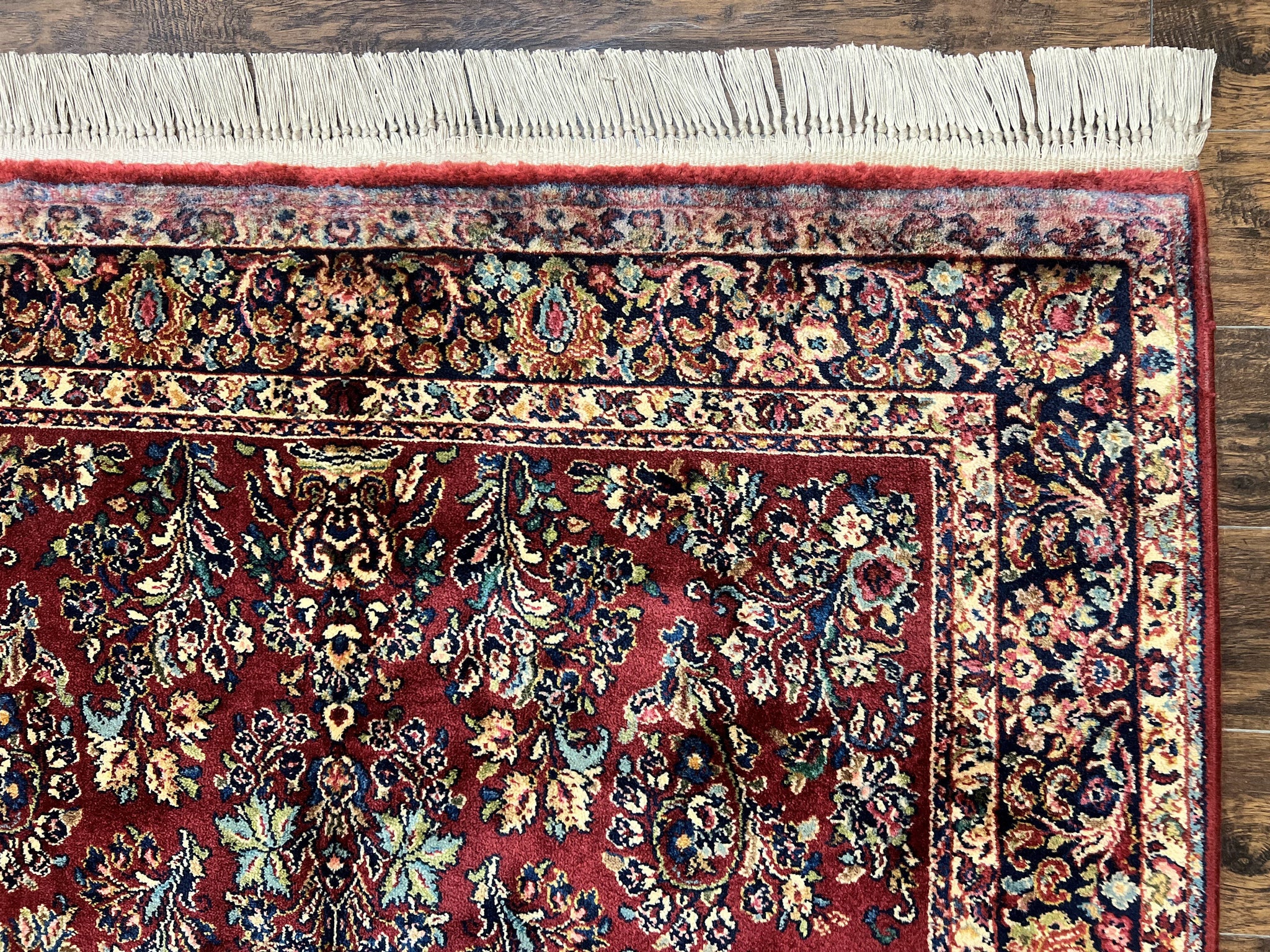 Karastan Rug 5.9 x 9 Red Sarouk #785, Wool Original 700 Series, Vintage by Jewel Rugs
