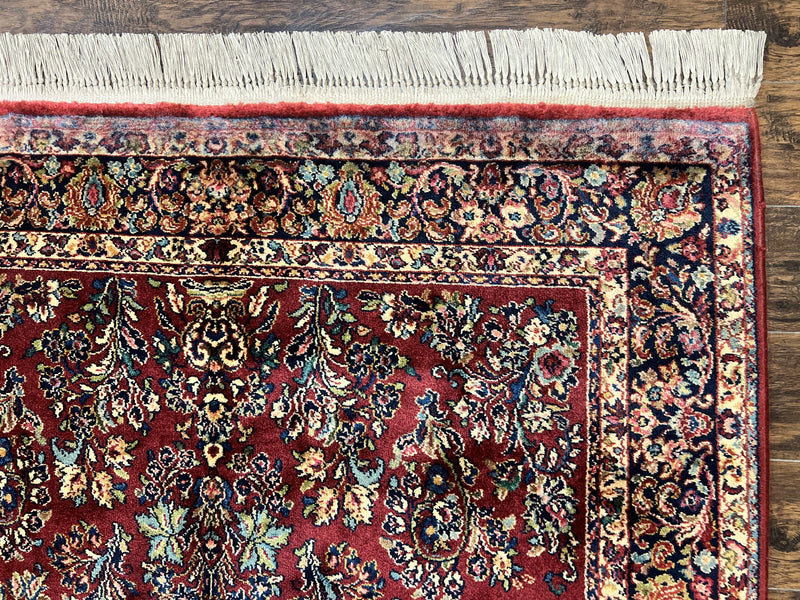 Karastan Rug 5.9 x 9 Red Sarouk #785, Wool Original 700 Series, Vintage by Jewel Rugs