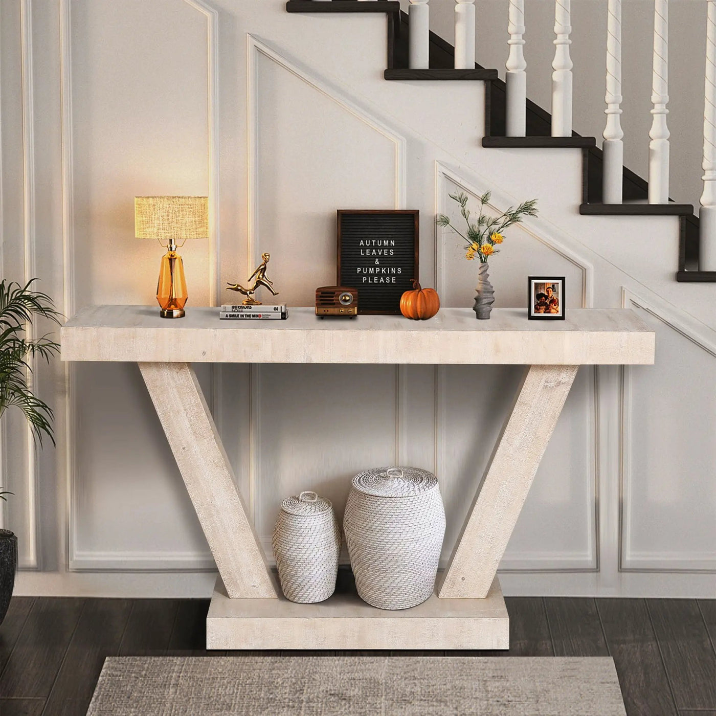 Vintage Distressed Wood Entryway Bench With 2 Tier Storage Cabinet by HouseOfZazla