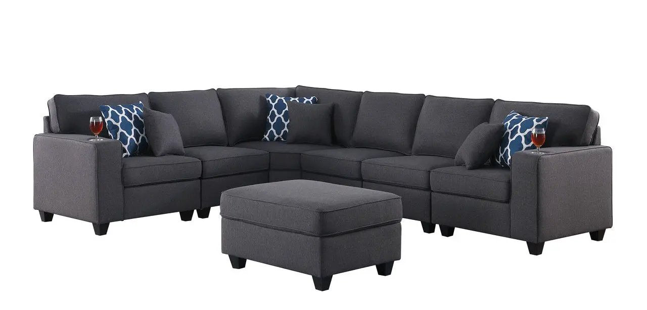 Cooper - Comfort Sectional Sofa With Ottomans And Cupholder by HouseOfZazla
