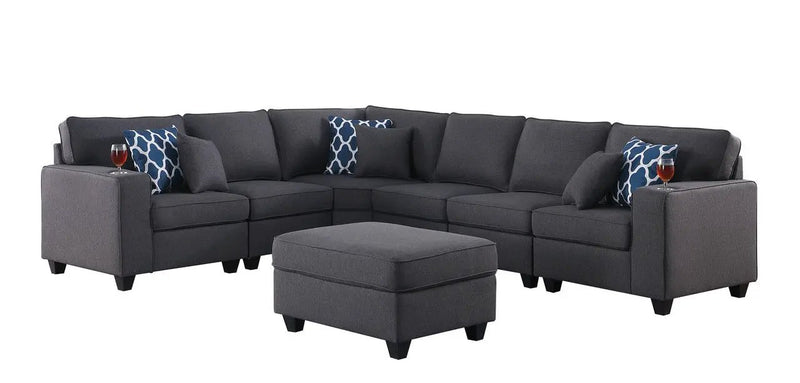 Cooper - Comfort Sectional Sofa With Ottomans And Cupholder by HouseOfZazla