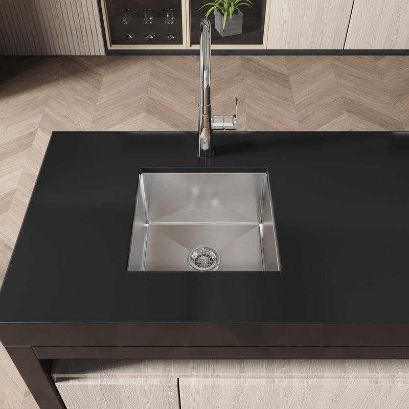 Stainless Steel Kitchen Sink, 18"x18" Single Bowl Undermount by HouseOfZazla