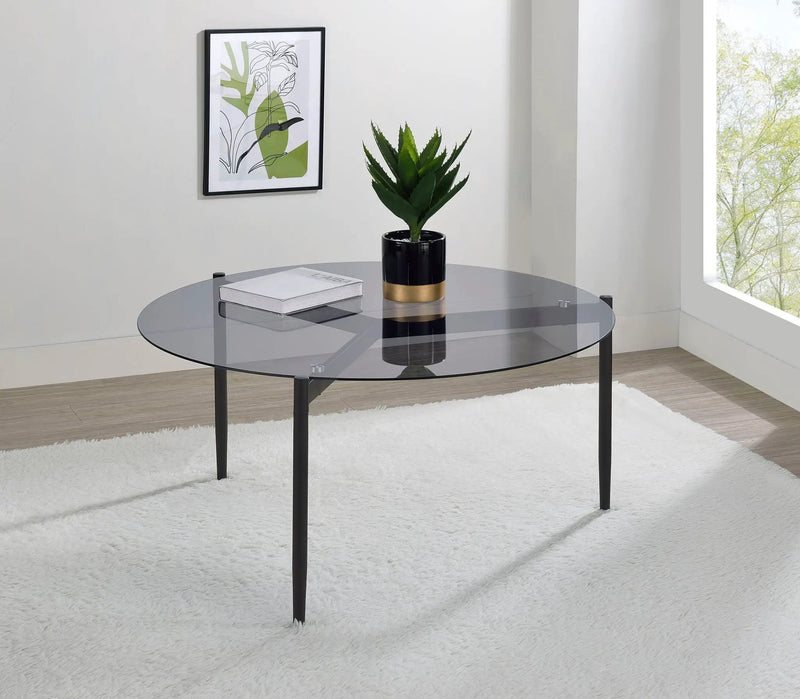 Rosalie Round Smoked Glass Top Coffee Table Grey by Unique Piece Furniture
