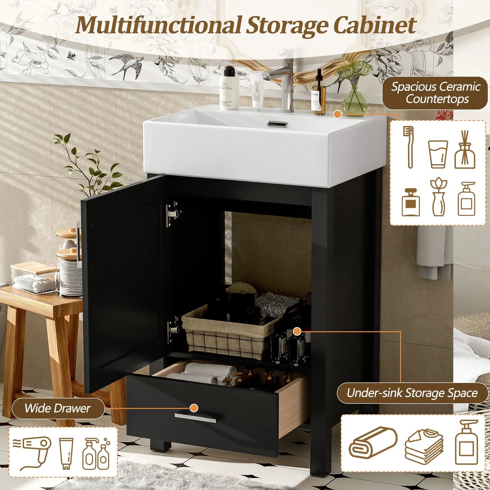 Bathroom Vanity With Sink, Frame And Drawer by HouseOfZazla