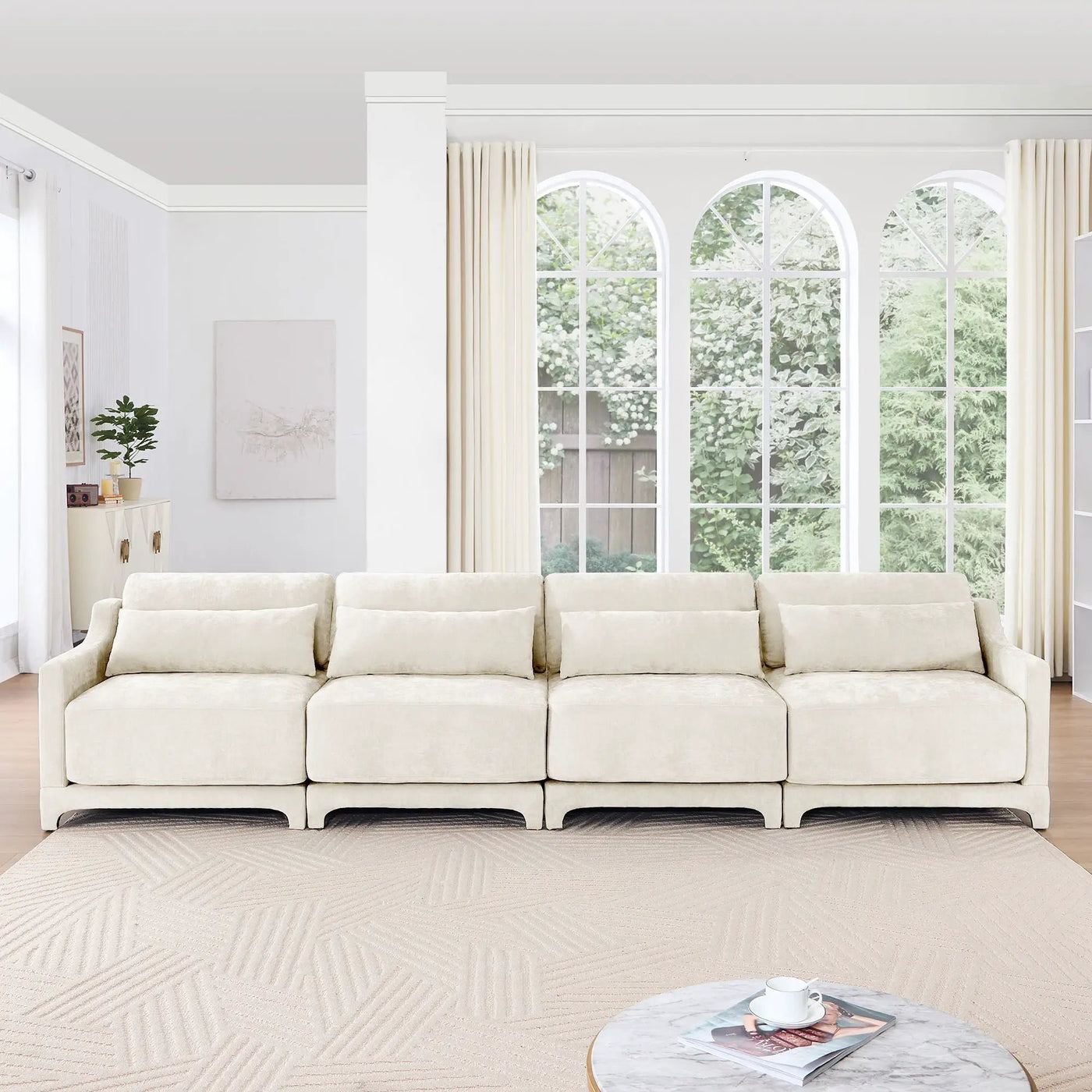 Elegant Sofa With Ergonomic Design And Lumbar Pillows by Unique Piece Furniture
