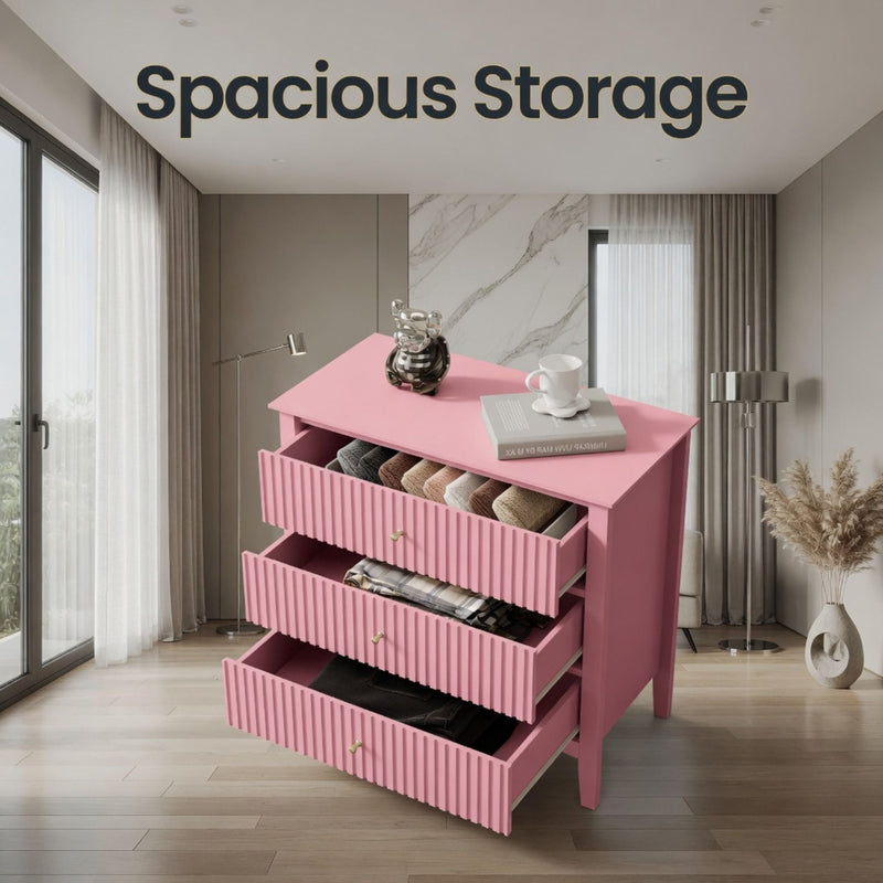 Fluted 3 Drawer Nightstand With Soft Close Slides by HouseOfZazla