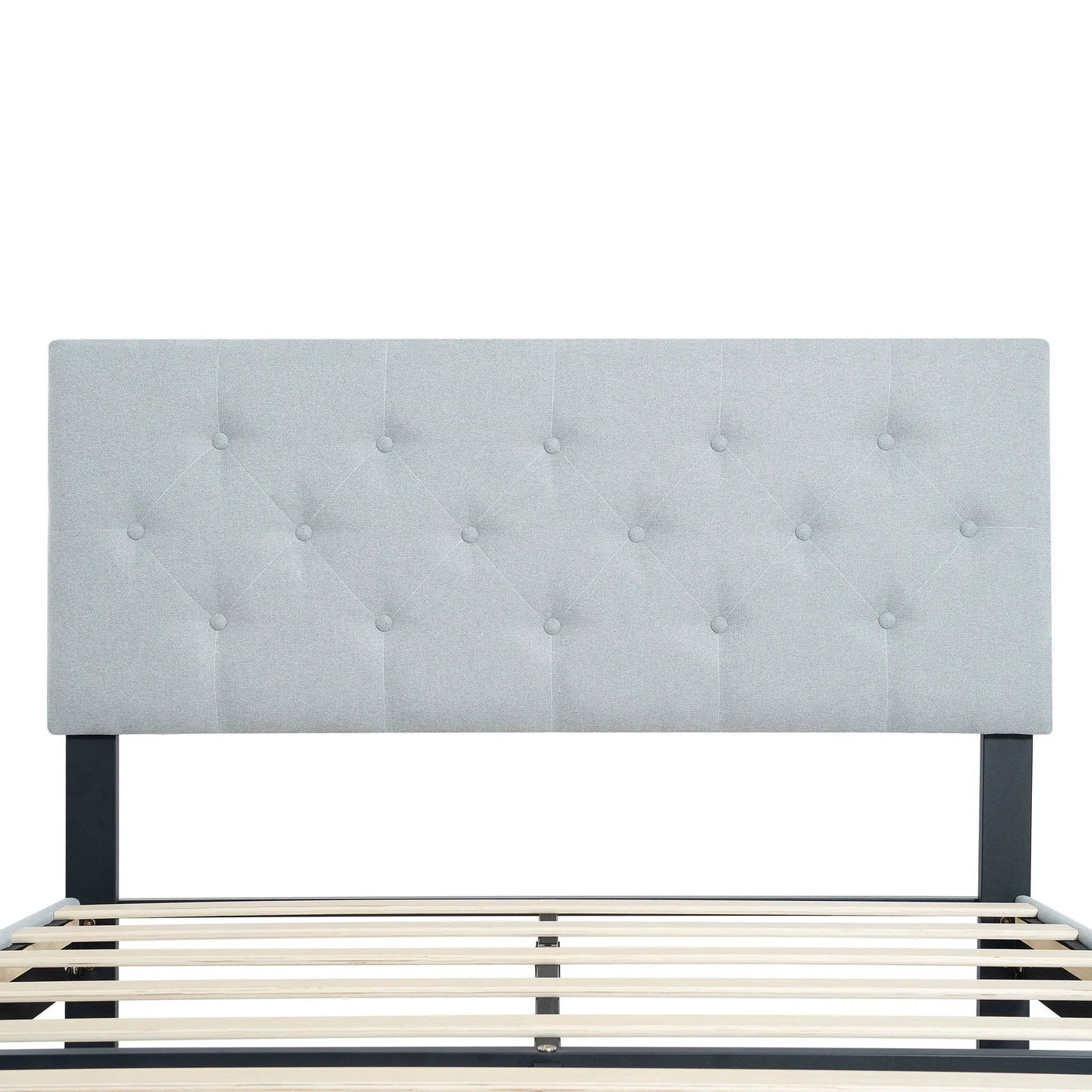 Modern Upholstered Platform Bed Frame With Button Tufted Fabric Headboard by Unique Piece Furniture