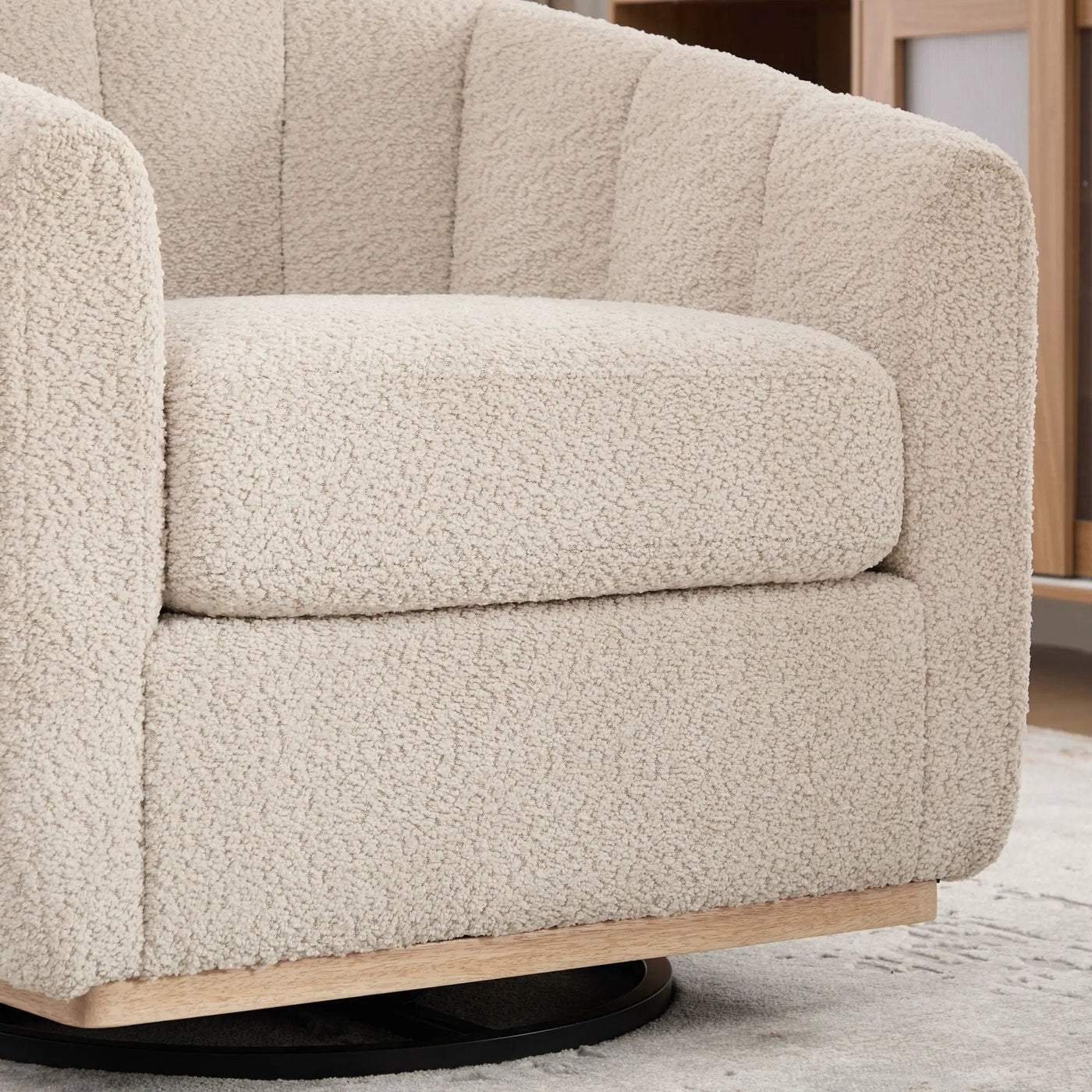Swivel Upholstered Barrel Chair With Metal Base by HouseOfZazla